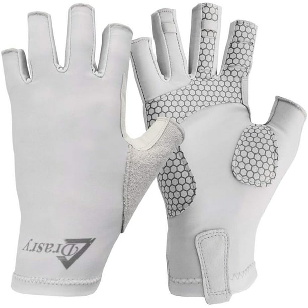 Drasry UV Protection Fishing Fingerless Gloves Men Women UPF 50 SPF Gloves for